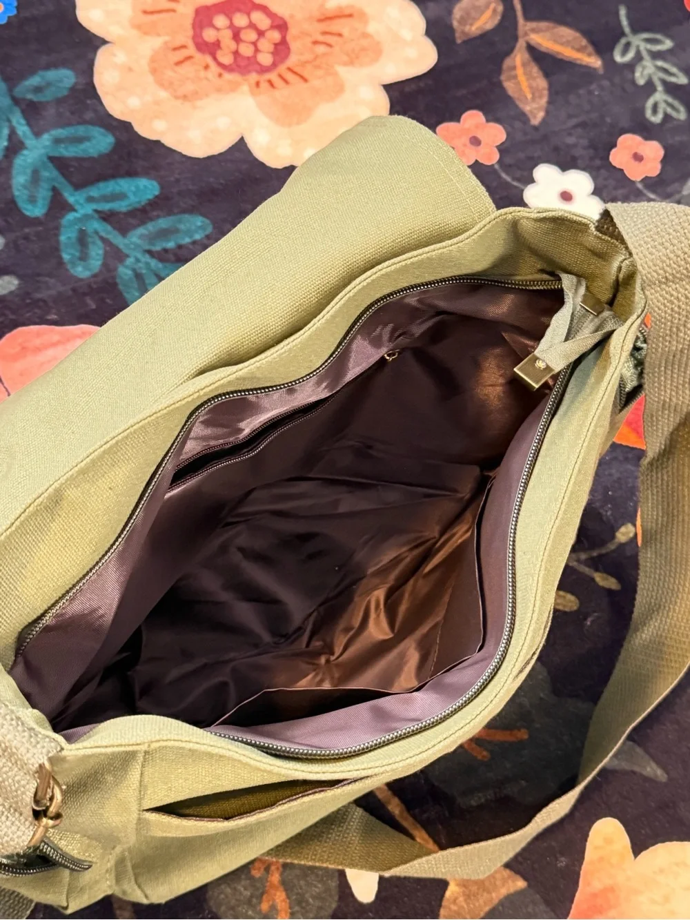 Frog & Toad Olive Green Canvas Messenger Bag